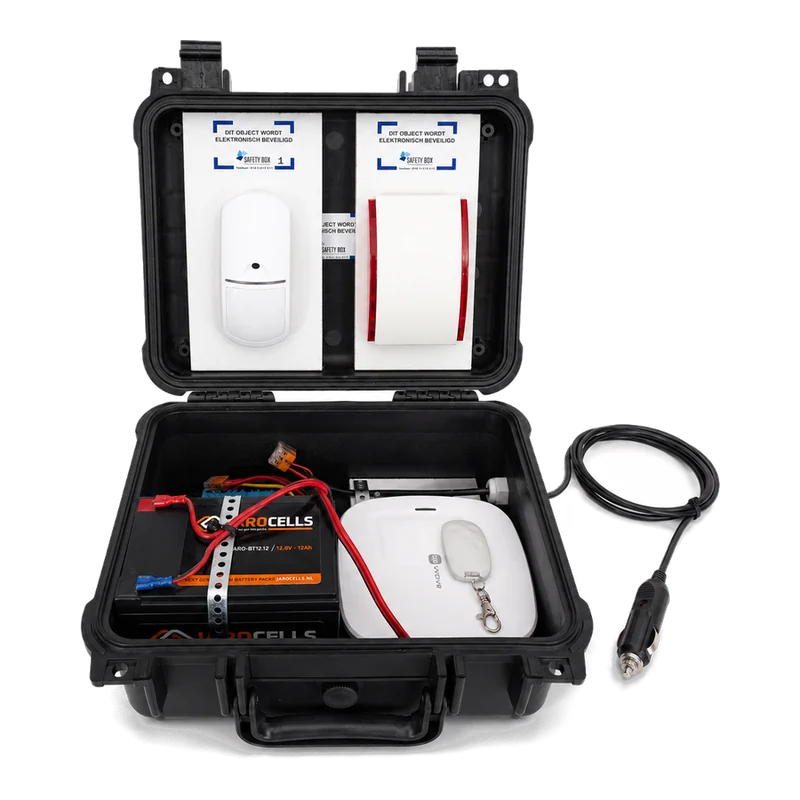Geopende Safety Box Mobiel met bewegingsmelder, sirene en 12V-aansluiting